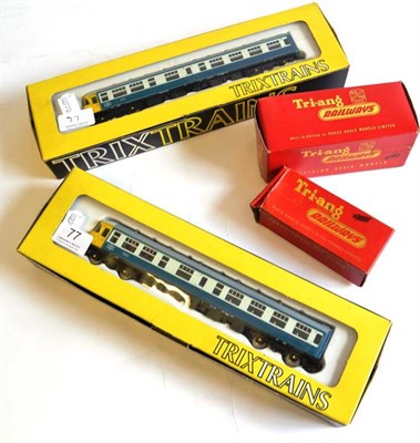 Lot 77 - Trix OO-Gauge 1177 2-Car Trans-Pennine DMU Set consisting of power car and trailer, both...