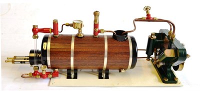 Lot 98 - Maxwell Hemmens Horizontal Boiler with lagging connected to 'The York' twin cylinder 'V'...