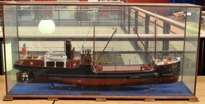 Lot 128 - A Finely Detailed 1:32 Scale Model Of The Single Hatch Coaster SS Kyle Rhea in glass display...