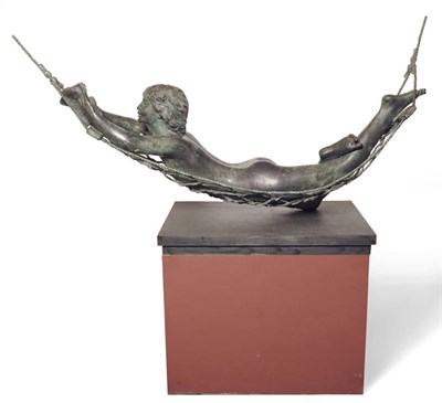 Lot 1193 - Sydney Harpley (1927-1992): Study of Josephine Harpley (the artist's wife) on a Rope Hammock...