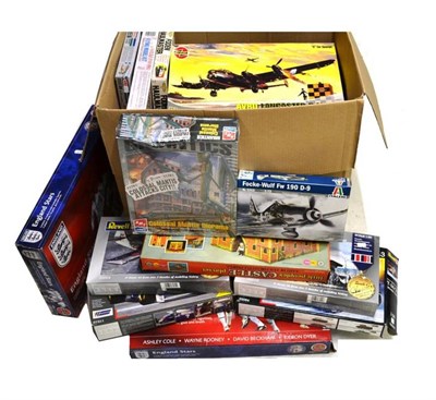 Lot 143 - Thirty Six Boxed Plastic and Wood Model Kits, unmade models, including aircraft, ships, motor...