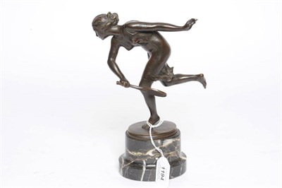 Lot 1194 - Rudolph Kaesbach (German), 1873-1950: A Bronze Figure of a Lady Tennis Player, circa 1925, in...