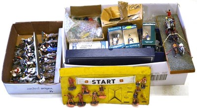 Lot 147 - A Collection of White Metal and Plastic Figures, Road Signs etc, mostly loose, some boxed