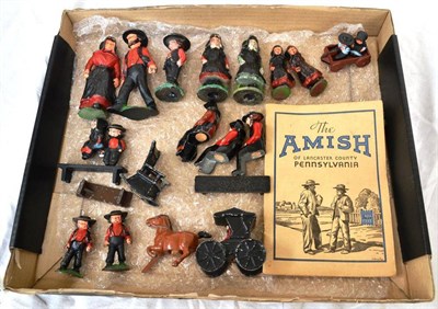 Lot 158 - Slush And Solid Cast (120mm - Tallest Figure) Amish Figures Lady and Gentleman, 2 girls and one...