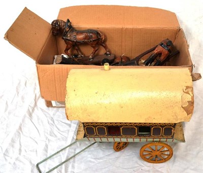 Lot 162 - Wooden Horse Drawn Vehicles (New Forest) Caravan with interior detailing including stove pulled...