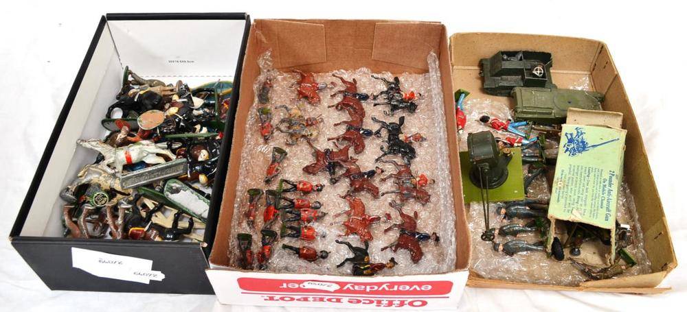 Lot 169 - Various Military And Other Figures including large Soviet breach loading cannon, Britains 2-pounder
