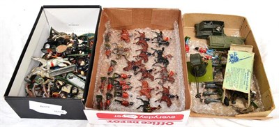 Lot 169 - Various Military And Other Figures including large Soviet breach loading cannon, Britains 2-pounder