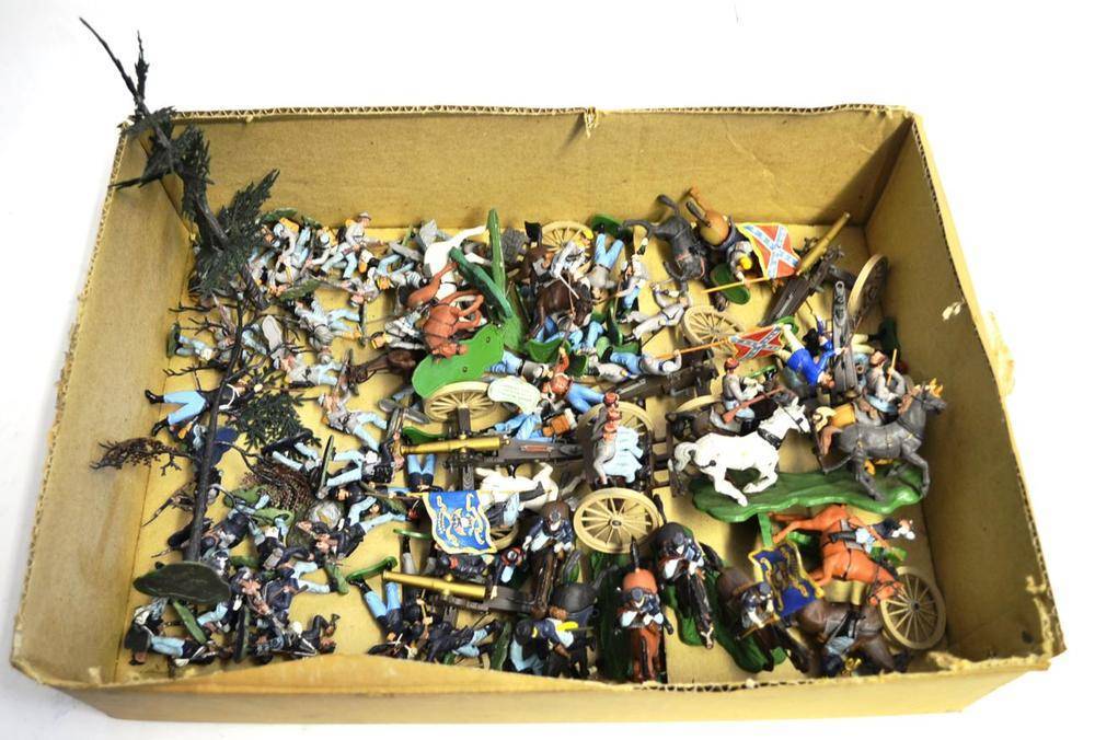 Lot 182 - Britains American Civil War Plastic Figures (Federal And Confederate), including 7464 Gun team...