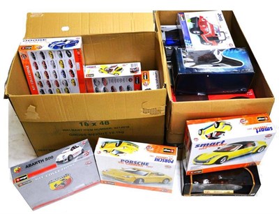 Lot 222 - Twenty Four Boxed Scale Diecast Models of Cars, makers include Revell, Maisto, Burago, UT...