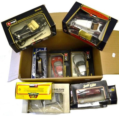 Lot 244 - Twelve Boxed Large Scale Diecast Vehicles, makers include Revell, Burago, Onyx and Maisto