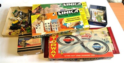 Lot 248 - Louis Marx (Great Britain) Motorway Set with two plastic c/w cars and track in colour...