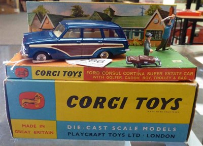 Lot 286 - A Boxed Corgi Ford Consul Cortina Super Estate Car No.440, in blue with brown side panels,...