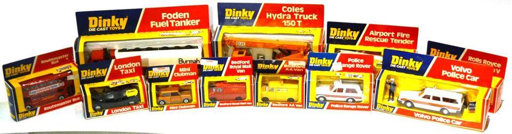 Lot 292 - Dinky 1970's Window Box Models 950 Foden tanker Burmah, 980 Coles Hydra crane truck, 263...