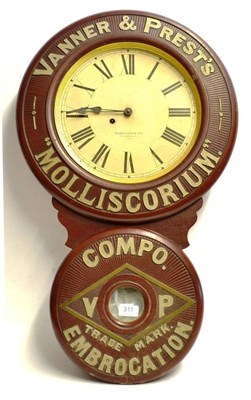 Lot 311 - Vanner & Prest's Molliscorium Advertising Clock by Baird Clock Co. Plattsburg NY, USA, with...