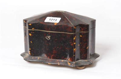 Lot 1214 - An Early Victorian Tortoiseshell Veneered Two-Division Tea Caddy, of serpentine section, the...