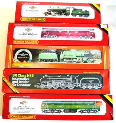 Lot 9 - Five Boxed Hornby 'OO' Gauge Locomotives - BR Ivatt Class 2 No.46521, SR Class N15 'Sir Dindan'...