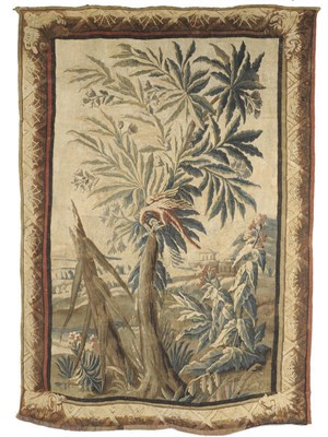 Lot 1223 - An Aubusson Tapestry Panel, Central France, 18th century, depicting an exotic bird perched in a...