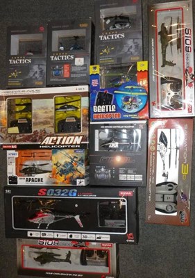 Lot 82 - Eleven Boxed Remote Control Helicopters, including Gyro S109, Salvation 3D, Corps Tactics,...