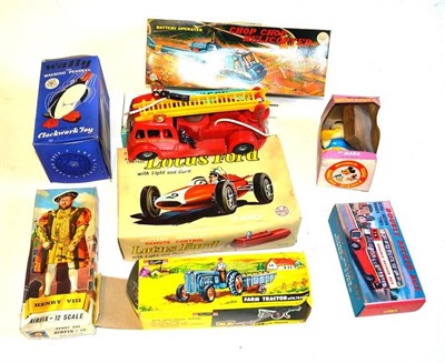 Lot 91 - Eight Boxed Plastic Toys - Clifford Series Refuse Wagon, Marx Chop Chop Helicopter, Telsalda...