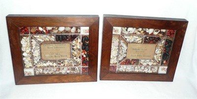 Lot 1226 - A Pair of Birthday Commemorative Shell Pictures, 1839 and 1845, each centred by cross-stitch...