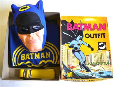 Lot 94 - A Boxed Berwick Batman Play Outfit 1966, containing mask, gauntlets, cape and shirt, in a good...