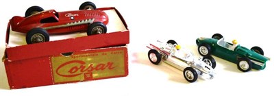 Lot 106 - A Boxed Diecast Togi Corsar No.1 Racing Car, painted red, with 'Bit o Lace' decals, exhaust, rubber