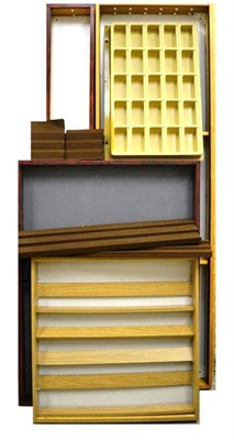 Lot 123 - A Collection of Wall Mounted Display Shelves, mainly wood, some with glass shelves, suitable...