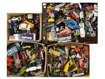 Lot 125 - A Large Collection of Playworn Diecast Vehicles, incomplete vehicles and later models including...