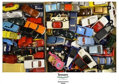 Lot 127 - A Collection of Diecast Cars and Vans, mainly repaints, makers include Dinky, Corgi, Spot On...