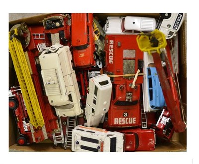 Lot 129 - A Collection of Diecast Emergency Vehicles, mainly Dinky and Corgi, including fire engines,...