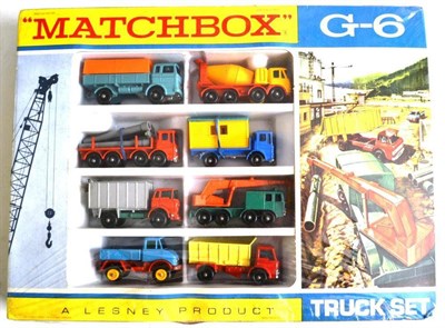 Lot 166 - A Boxed Matchbox G-6 Truck Gift Set, containing eight trucks in pictorial box, with original...