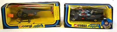 Lot 194 - A Boxed Corgi Batmobile No.267 and Batcopter No.925, both in window boxes