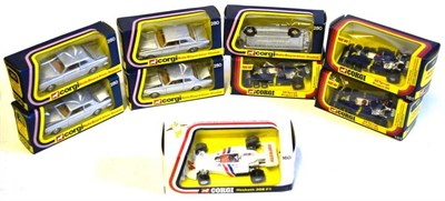 Lot 198 - Nine Boxed Corgi Cars, comprising five Rolls Royce Silver Shadows No.280, three Elf Tyrrell...