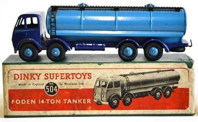 Lot 211 - A Boxed Dinky Supertoys Foden 14-Ton Tanker No.504, 1st cab type, with dark blue cab and...