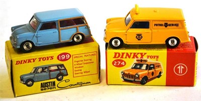 Lot 212 - Two Boxed Dinky Vehicles:- A.A Mini Van No.274, with yellow body and roof, blue interior;...