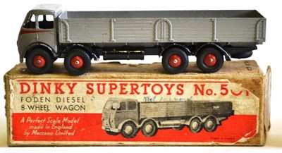 Lot 216 - A Boxed Dinky Supertoys Foden Diesel 8-Wheel Wagon No.501, 1st cab type, with light grey cab...