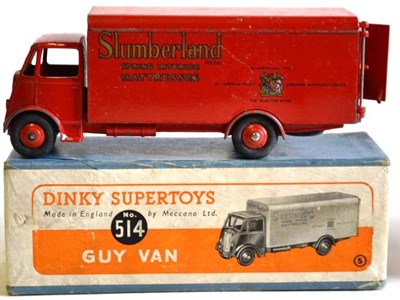 Lot 220 - A Boxed Dinky Supertoys Slumberland Guy Van No.514, with red body and hubs, in a blue card box