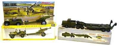 Lot 224 - Two Boxed Dinky Military Vehicles - U.S. Jeep with 105mm Howitzer No.615, with inner card...