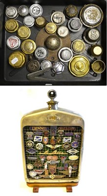 Lot 267 - A Collection of Enamelled Car Name Badges, mounted in a Rhode radiator grille, together with a...