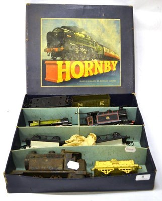 Lot 8 - A Small Collection of 'O' Gauge Trains, including two Hornby tank engines, three tankers,...