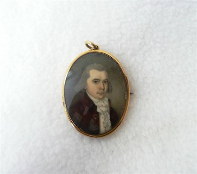 Lot 1247 - English School, late 18th century: Portrait Miniature of a Young Gentleman, his hair en queue,...