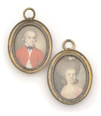 Lot 1249 - English School, circa 1800: Portrait Miniature of a Gentleman, his hair en queue, wearing a scarlet