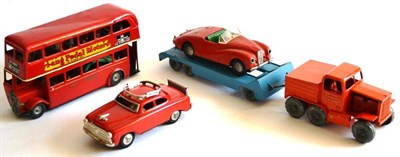 Lot 59 - Four Toy Vehicles - Lesney Moko Prime Mover (no dozer), Tri-ang Minic London Bus, Startex...