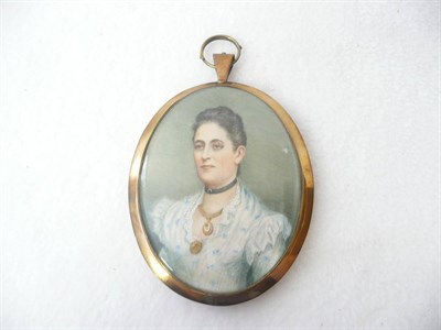 Lot 1252 - Annie Dixon (1817-1901): Portrait Miniature of a Lady, with black hair and brown eyes, wearing...