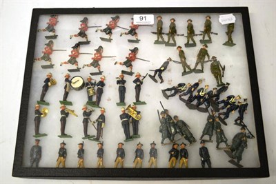 Lot 91 - Britains Lead Military Figures, sixty figures, including twelve Marines Band Eyes Right,...