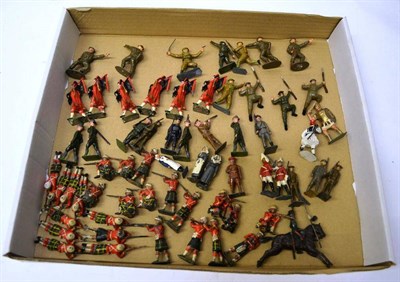 Lot 111 - Fifty Eight Mixed Lead Figures, including Britains Highlanders, Khaki with tin Hats, Pipers,...
