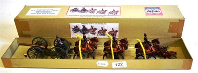 Lot 122 - A Britains Lead Royal Field Artillery Set No.144, with six horses, gun and limber, four seated...