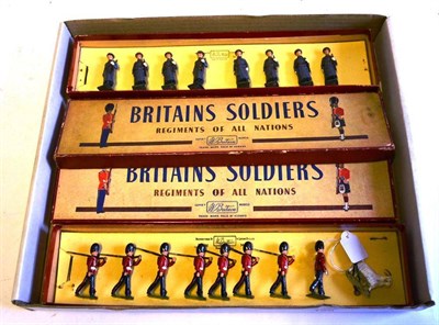 Lot 125 - Two Boxed Britains Lead Infantry Sets:- The Royal Welsh Fusiliers Set No.74, containing nine...