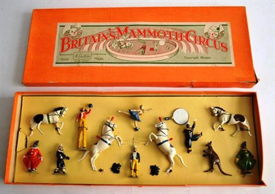 Lot 147 - A Boxed Britains Lead Mammoth Circus Set No.2054, containing four horses, three clowns, boxing...
