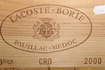 Lot 1261 - La Coste-Borie, Pauillac-Médoc, 2000, twenty-four bottles, in two unopened cases  Subject to VAT